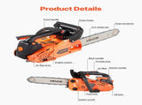 25 cc Gas Chainsaw, 305 mm Gas Powered Chainsaw, 0.75 kW Power Chain Saw with Non-Slip Handle, V952-RQLJ12INCHECGYJ4G001V0