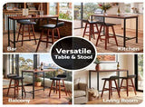 Artiss 3Pcs Bar Table and Stools Set Dining Desk Kitchen Chairs Cafe Pub Wood BA-TAB-SET-077-BK