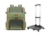 Green Double Layer Pet Backpack and Trolley Carrier - Foldable Large Capacity Design, Breathable V888-ELOSUNG52955