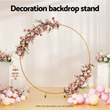 2M Round Backdrop Stand Wedding Background Decoration Party Flower Balloon Display WESD-ROUND-2M-GD