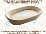 Bannet Bread Proofing Basket 2 pack 10" Oval With Liner, Natural Rattan Bread Basket V1258-DP02-C-1060