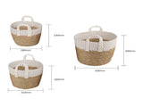 3 Piece Cotton Rope Stripe Carry Handles Storage Baskets Set V915-MB0052