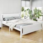 Artiss Bed Frame Queen Size Wooden White RIO WBED-D-004Q-153-AB