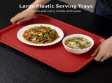 6PCS Large Plastic Serving Trays, 16.1" x 12.2" x 0.8" Rectangular Fast Food Serving Tray with V1369-AZ3-W-08827
