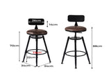 Levede 2x Bar Stool Kitchen Wooden PU BR1013-BACKX2