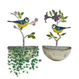 Set 2 Assorted Colourful Bird Wall Planters 24x40cm V637-71640PLN