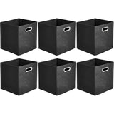 6 pcs Set Foldable Fabric Storage Cubes With Oval Grommets Black V1188-MS-227-1712