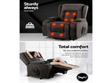 Artiss Recliner Chair Lift Assist Heated Massage Chair Velvet Rukwa RECLINER-A5-VEL-GY-AB