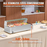VEVOR Commercial Electric Food Warmer Countertop Buffet 3*8Qt with Glass Shield V952-SYSPBWQ312FSFY1YSV3