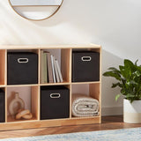 6 pcs Set Foldable Fabric Storage Cubes With Oval Grommets Black V1188-MS-227-1712