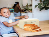 White Metal Bread Box with Fingerprint-Resistant , Kitchen Countertop Storage Container for Bread V1370-AZ4-10678