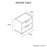 Bedside Table with 2 Storage Drawers MDF Combination of Black & Cement Colour Nightstand V43-BST-COP