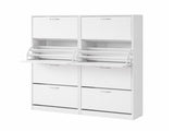 Artiss 2x Shoe Cabinet Storage Organiser 4 Flip Drawer White FURNI-L-SHOE-4D3R-WHX2
