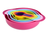 Pink 8-Piece Baking Tool Set - Measuring Cups, Spoons, Rainbow Mixing Bowls, Vegetable Washing V888-ELOSUNG17499