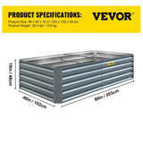 Galvanized Raised Garden, 203 x 102 x 48 cm Metal Planter Box, Gray Steel Plant Raised Garden V952-HYZZC80CFXK40CHS1V0