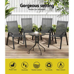 Gardeon 5PC Bistro Set Outdoor Table and Chairs Stackable Outdoor Furniture Black FF-STA-AL80-BK-4CH