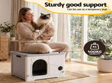 i.Pet Cat House Enclosed Shelter Plastic Nest Stackable Bench Box Outdoor Indoor Grey PET-CH-PE38-GY