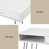 Artiss Computer Desk Drawer Cabinet Home Office Desks Workstation 100cm White FURNI-C-DESK-MET-100WH