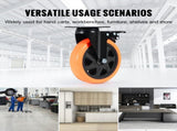 Caster 152.4 mm Swivel Plate Casters, Set of 4, with Security A/B Locking No Noise PVC V952-PBJLCSJAZ4J56BOYXV0