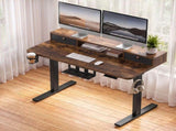 Artiss Electric Standing Desk Height Adjustable Home Office 120cm Rustic Brown HASD-ET156E-SHELF-BKRW-AB