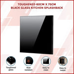 Toughened 60cm x 75cm Black Glass Kitchen Splashback V63-800187