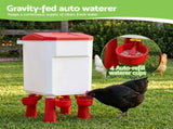Giantz 12kg Chicken Feeder and 11L Waterer Set Large Capacity Poultry Drinker Kit FIK-FEEDER-PL-11L-RD