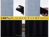 Stone Blue Vintage Linen 100% Blackout Curtains for Living Room,Thermal Insulated Curtains 63" V1258-DP02-C-1288