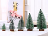 7PCS Christmas Decorations Mini Sisal Christmas Trees Pine Trees Ornaments with Lamp and Wooden Base V1294-YM0523-10322468