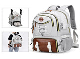 White Stylish Large Capacity Backpack - Water-Resistant Oxford Rucksack for Travel, School & Daily V888-ELOSUNG33667