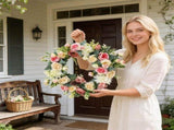 Spring Flower Wreath, Large Round Door Decoration, Versatile Indoor and Outdoor Decor, Perfect for V1192-AZ-W-24272