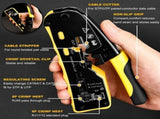 RJ45 Crimp Tool Through Grade Ethernet Crimper Ratcheting Modular Data Cable Crimper for Cat5 Cat6 V1192-AZ-W-20818