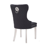 Victoria 2X Dining Chair Black Velvet & STAINLESS STEEL Legs V43-DC-VIC