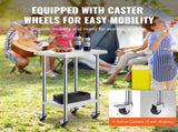 Stainless Steel Work Table 24 x 18 x 38 Inch, with 4 Wheels, 3 Adjustable Height Levels, Heavy Duty V952-CFBXGGZTLCDJ3QDV2V0