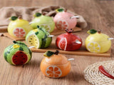 Fruit Shaped Ceramic Seasoning Jar Olive Set with Lid and Spoon V1369-AZ3-W-18423