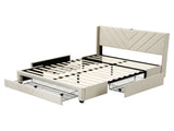 Artiss Queen Bed Frame with Charging Station and Storage Drawers Beige 300KG Noise Free BFRAME-L-SOME-Q-BG-AB