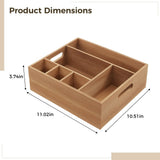 Wooden Cutlery Holder for Dining Table, Multiple Compartments Organizer Box, Ideal for Parties, V1369-AZ3-W-08621
