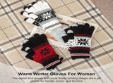 3 Pairs Touch Screen Gloves with Snow Flower Pattern, Warm Knit Winter Gloves Christmas Gifts V1189-LWWAL-20260325-00030