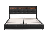 Artiss Double Bed Frame with Gas Lift Storage LED Lights Charging Station Headboard with Open Shelf BFRAME-I-POLA-D-BK-ABC