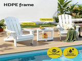 Gardeon Outdoor Table and Chairs HDPE Folding Adirondack Beach Chair Patio Furniture White FF-BEACH-3HEFD-WH