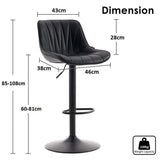 SERENIT Black Modern Height Adjustable Swivel Bar Stools Upholstered Leather Barstool Kitchen V255-BS8409-BLACK