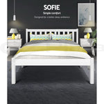 Artiss Bed Frame Queen Size Wooden White SOFIE WBED-D-001Q-WH-AB