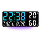 Black Background With Blue and White Light Sleek Large LED Digital Wall & Desk Clock - Remote V888-ELOSUNG27421