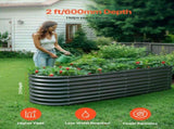 Metal Raised Garden Bed, 2.4 x 0.6 x 0.6 m Oval Outdoor Galvanized Planter Garden Box, Open Bottom V952-JSYHZZCTYXSH1MOSL002V0