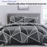 Artex Owen Charcoal Quilt Cover Set Geometric Pattern Reversible Printed Microfiber Polyester King V442-ATX-QUILTCS-OWEN-CHARCOAL-KI