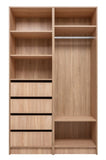 MALMO THREE SHELF/FOUR DRAWER WALK IN WARDROBE - CLASSIC - NATURAL OAK V164-ECW4S