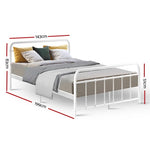 Artiss Bed Frame Metal Frames LEO - Double MBED-C-LEO-D-WH