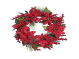 Xmas Wreath Artificial Red Flower Wreath Holiday Hanging Decoration with 6 Flowers for Front Door V1294-YM0901-240918HL01-1