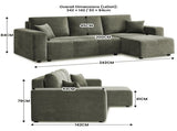 Sarantino Caliana Reversible L Shape Sofa Bed with Storage & Backrest - Green SOFA-MLM-326-GN