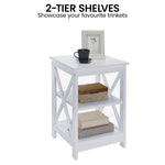 Sarantino Orson 2-Tier Bedside Table - White TBL-056-06-WHT