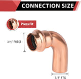 (Pack of 10) 3/4" x 3/4" Copper Press Fit 90 Degree Street Elbow Fittings For Copper Tube Connection V1258-DP02-C-2383